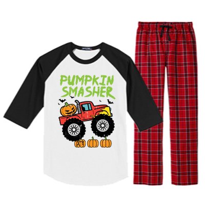 Halloween Pumpkin Smasher Monster Truck Costume Gift Raglan Sleeve Pajama Set