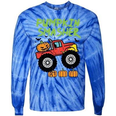 Halloween Pumpkin Smasher Monster Truck Costume Gift Tie-Dye Long Sleeve Shirt