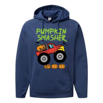 Halloween Pumpkin Smasher Monster Truck Costume Gift Performance Fleece Hoodie