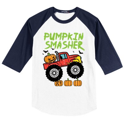 Halloween Pumpkin Smasher Monster Truck Costume Gift Baseball Sleeve Shirt