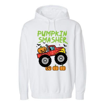 Halloween Pumpkin Smasher Monster Truck Costume Gift Garment-Dyed Fleece Hoodie