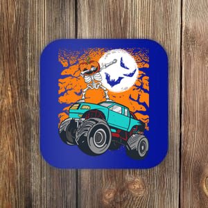 Halloween Pumpkin Skeleton Riding Monster Truck Gift Coaster