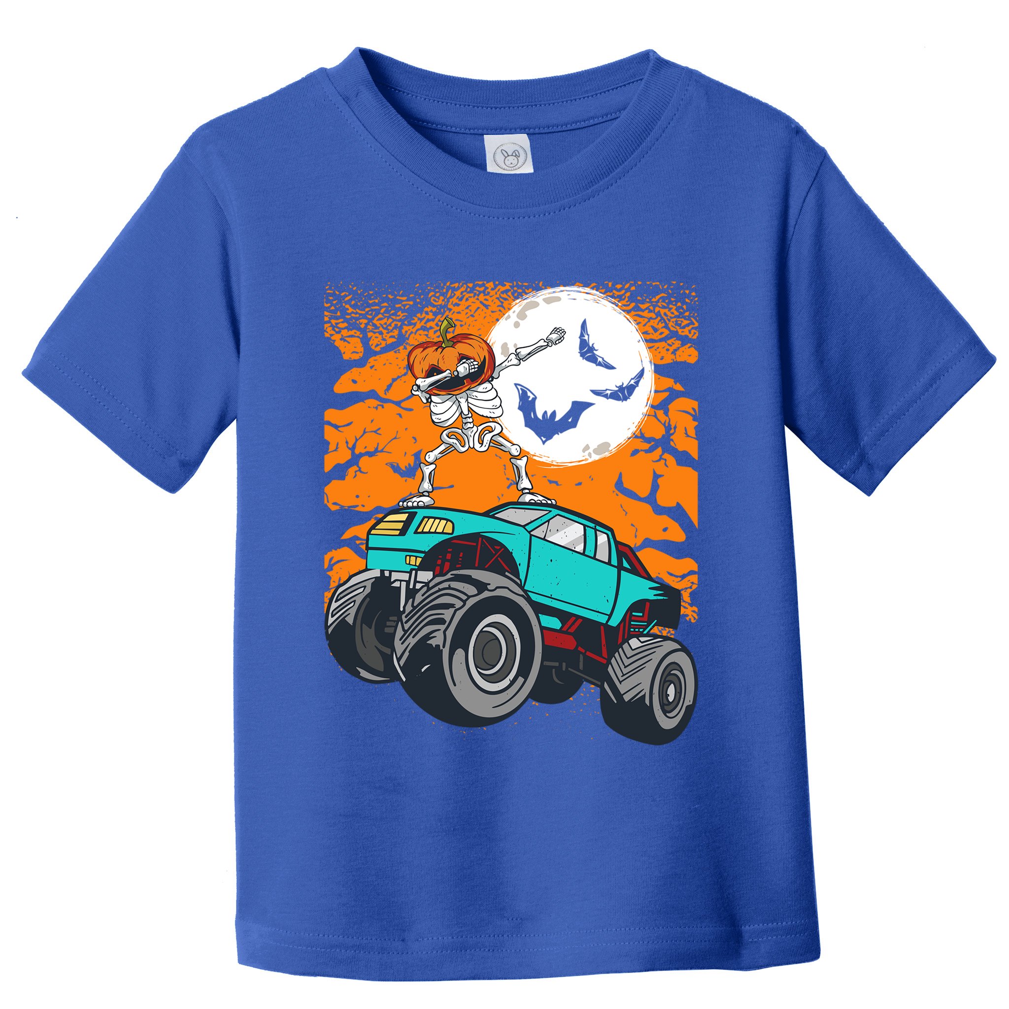 Halloween Pumpkin Skeleton Riding Monster Truck Gift Toddler T-Shirt
