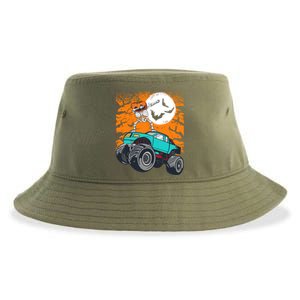 Halloween Pumpkin Skeleton Riding Monster Truck Gift Sustainable Bucket Hat