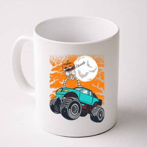 Halloween Pumpkin Skeleton Riding Monster Truck Gift Coffee Mug