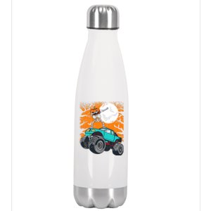 Halloween Pumpkin Skeleton Riding Monster Truck Gift Stainless Steel Insulated Water Bottle