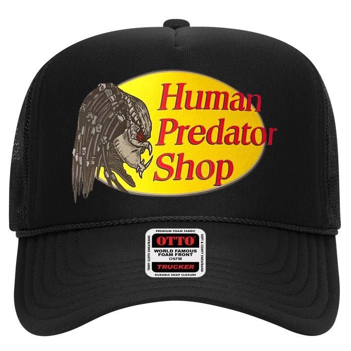 Human Predator Shop Funny High Crown Mesh Back Trucker Hat