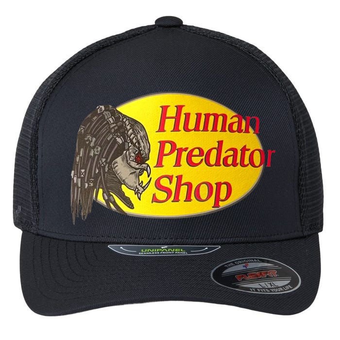 Human Predator Shop Funny Flexfit Unipanel Trucker Cap