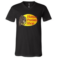 Human Predator Shop Funny V-Neck T-Shirt