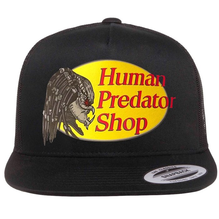 Human Predator Shop Funny Flat Bill Trucker Hat