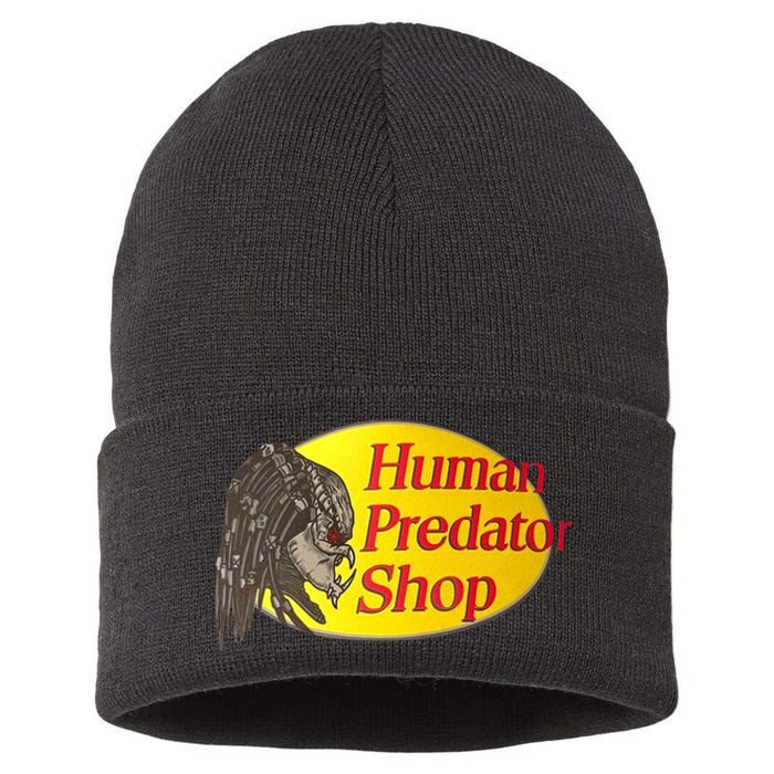 Human Predator Shop Funny Sustainable Knit Beanie