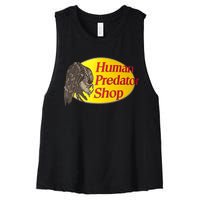 Human Predator Shop Funny Women's Racerback Cropped Tank