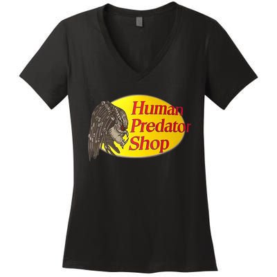 Human Predator Shop Funny Women's V-Neck T-Shirt