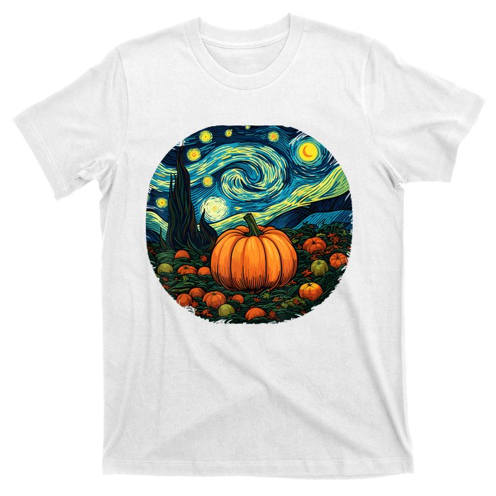 Halloween Pumpkin Starry Night Van Gogh Art Lovers T-Shirt