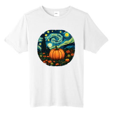 Halloween Pumpkin Starry Night Van Gogh Art Lovers Tall Fusion ChromaSoft Performance T-Shirt