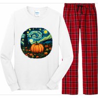 Halloween Pumpkin Starry Night Van Gogh Art Lovers Long Sleeve Pajama Set