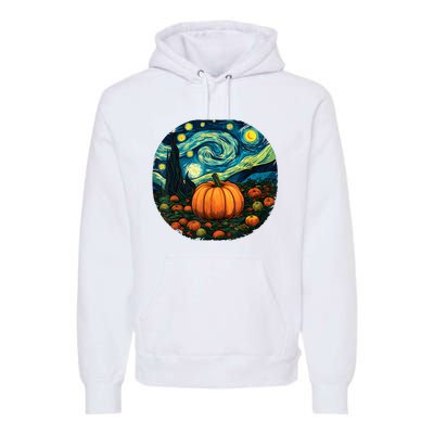 Halloween Pumpkin Starry Night Van Gogh Art Lovers Premium Hoodie