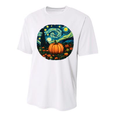 Halloween Pumpkin Starry Night Van Gogh Art Lovers Performance Sprint T-Shirt