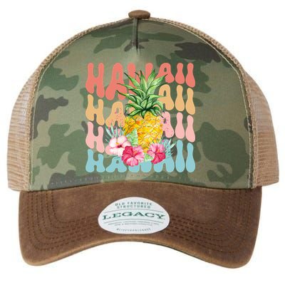 Hawaii Pineapple Summer Groovy Retro Legacy Tie Dye Trucker Hat