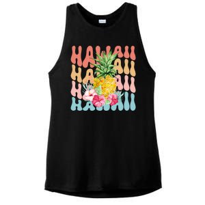 Hawaii Pineapple Summer Groovy Retro Ladies PosiCharge Tri-Blend Wicking Tank