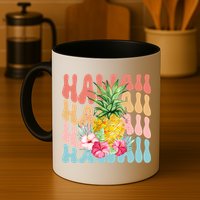 Hawaii Pineapple Summer Groovy Retro Mug
