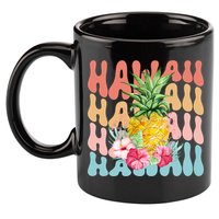 Hawaii Pineapple Summer Groovy Retro 11oz C Handle Ceramic Mug