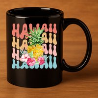 Hawaii Pineapple Summer Groovy Retro 11oz C Handle Ceramic Mug