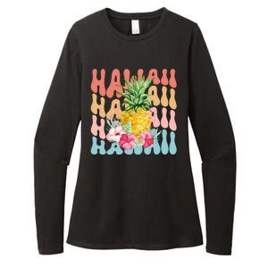 Hawaii Pineapple Summer Groovy Retro Womens CVC Long Sleeve Shirt