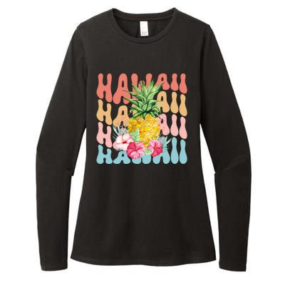 Hawaii Pineapple Summer Groovy Retro Womens CVC Long Sleeve Shirt