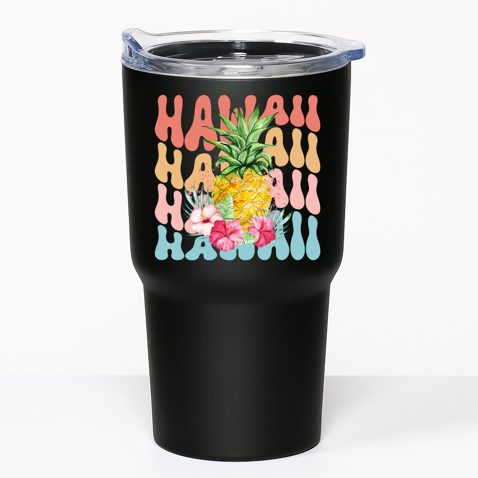 Hawaii Pineapple Summer Groovy Retro Tumbler