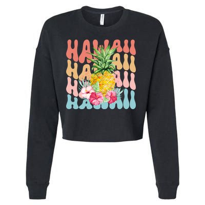 Hawaii Pineapple Summer Groovy Retro Cropped Pullover Crew