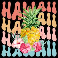 Hawaii Pineapple Summer Groovy Retro Cropped Pullover Crew