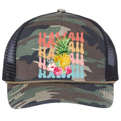 Hawaii Pineapple Summer Groovy Retro Retro Rope Trucker Hat Cap