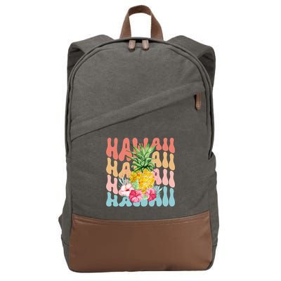Hawaii Pineapple Summer Groovy Retro Cotton Canvas Backpack