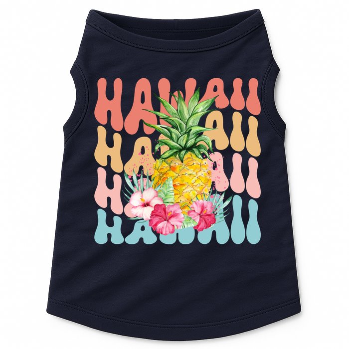 Hawaii Pineapple Summer Groovy Retro Doggie Tank