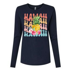 Hawaii Pineapple Summer Groovy Retro Womens Cotton Relaxed Long Sleeve T-Shirt