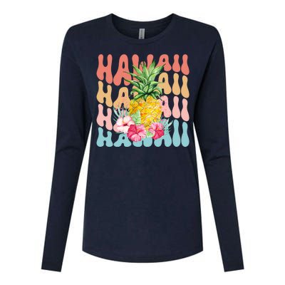 Hawaii Pineapple Summer Groovy Retro Womens Cotton Relaxed Long Sleeve T-Shirt