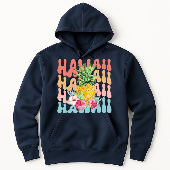 Hawaii Pineapple Summer Groovy Retro Hoodie
