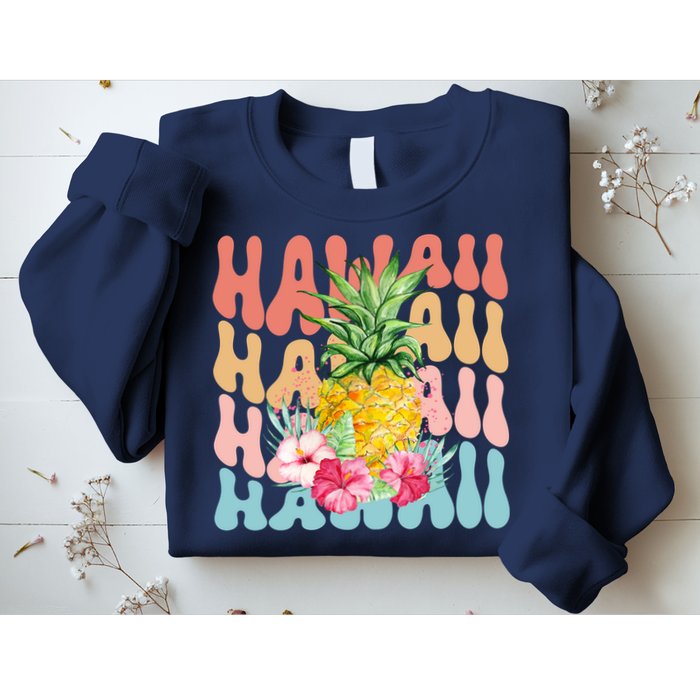 Hawaii Pineapple Summer Groovy Retro Sweatshirt