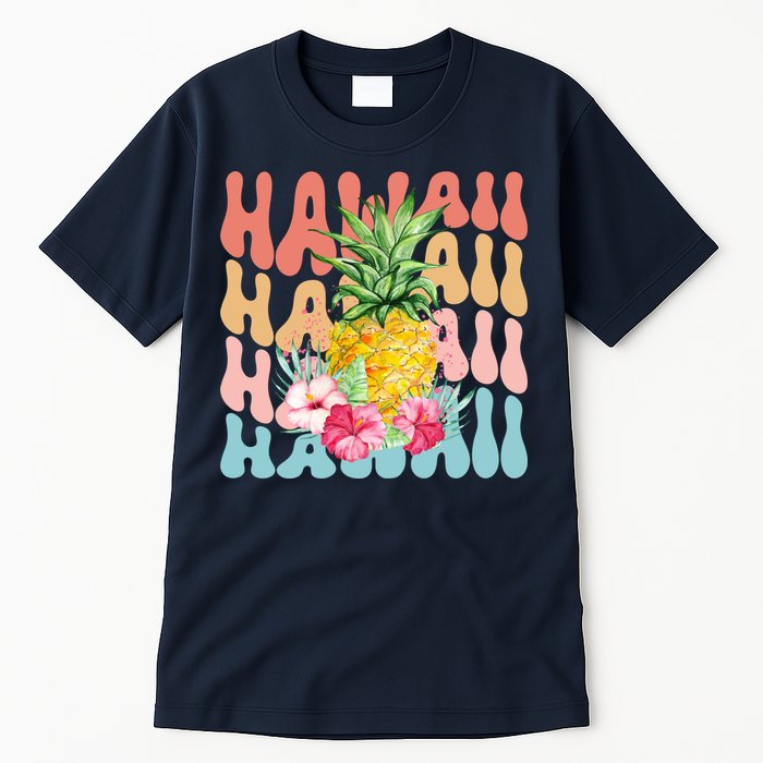 Hawaii Pineapple Summer Groovy Retro Tall T-Shirt