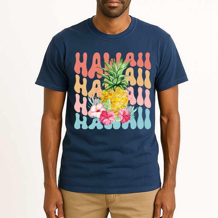 Hawaii Pineapple Summer Groovy Retro Tall T-Shirt