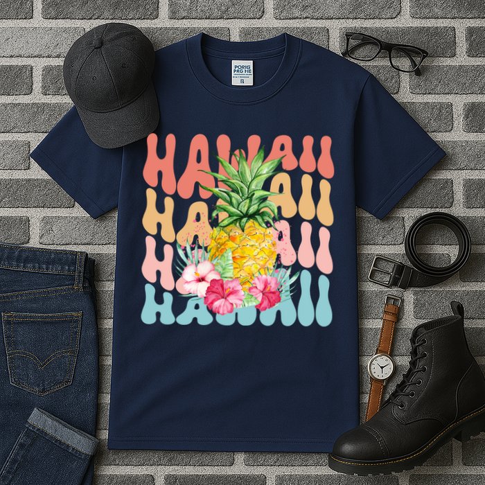 Hawaii Pineapple Summer Groovy Retro Tall T-Shirt