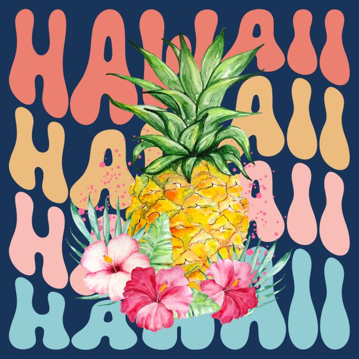Hawaii Pineapple Summer Groovy Retro Tall T-Shirt