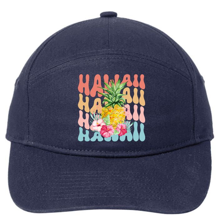 Hawaii Pineapple Summer Groovy Retro 7-Panel Snapback Hat