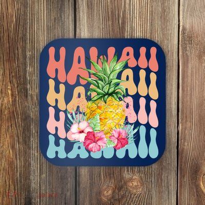 Hawaii Pineapple Summer Groovy Retro Coaster