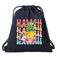Hawaii Pineapple Summer Groovy Retro Drawstring Bag