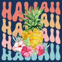 Hawaii Pineapple Summer Groovy Retro Drawstring Bag