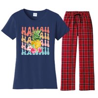 Hawaii Pineapple Summer Groovy Retro Women's Flannel Pajama Set