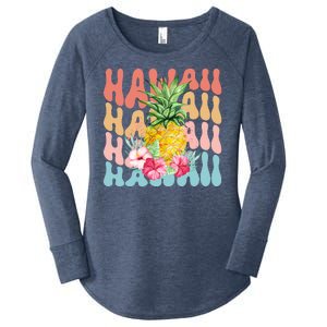 Hawaii Pineapple Summer Groovy Retro Women's Perfect Tri Tunic Long Sleeve Shirt