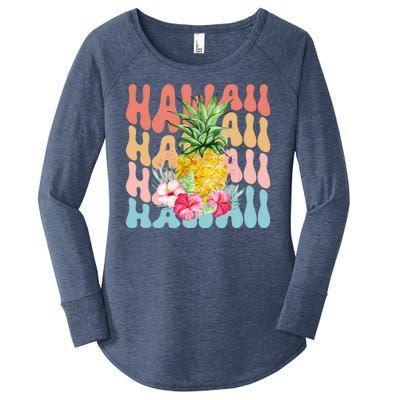 Hawaii Pineapple Summer Groovy Retro Women's Perfect Tri Tunic Long Sleeve Shirt